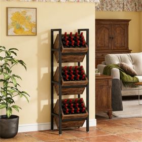Three layer independent wine rack, wooden wine rack, storage basket, modern wine rack design