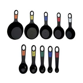 Professional 10 Piece Plastic Nesting Measuring Cup and Spoon Set Black
